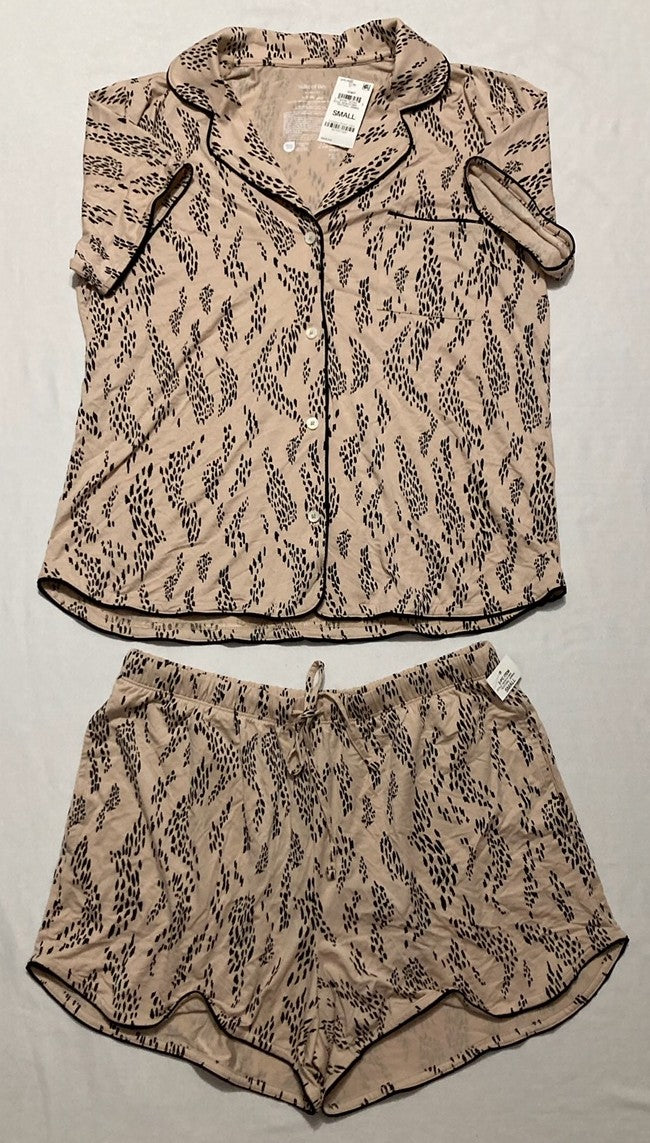 STATE OF DAY Stretch Modal Notched-Collar Pajamas Set BEIGE