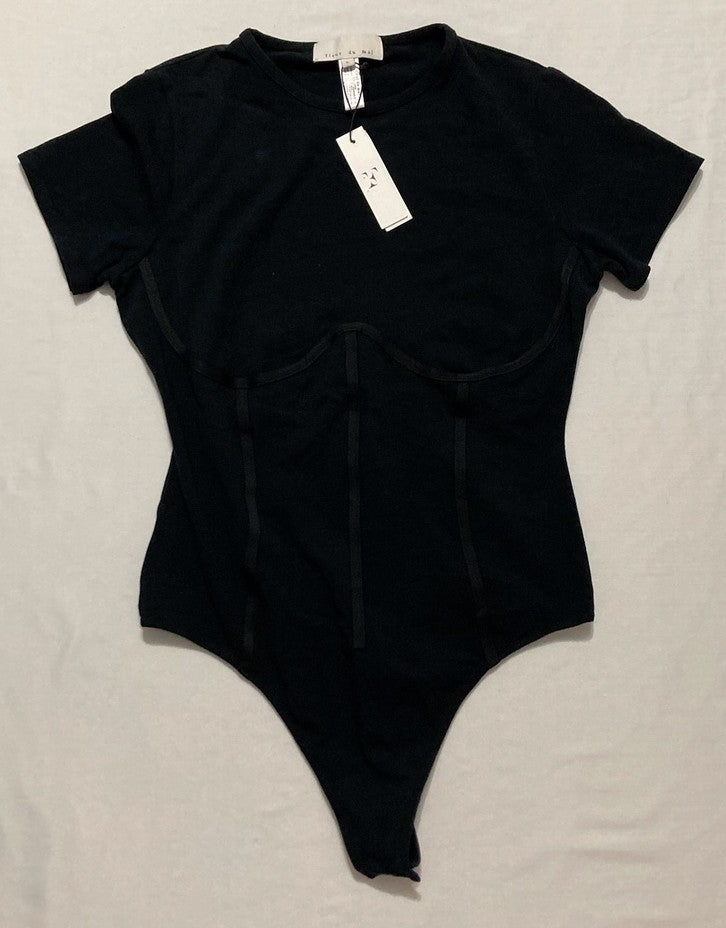 FLEUR DU MAL Cotton T Shirt Thong Bodysuit BLACK L