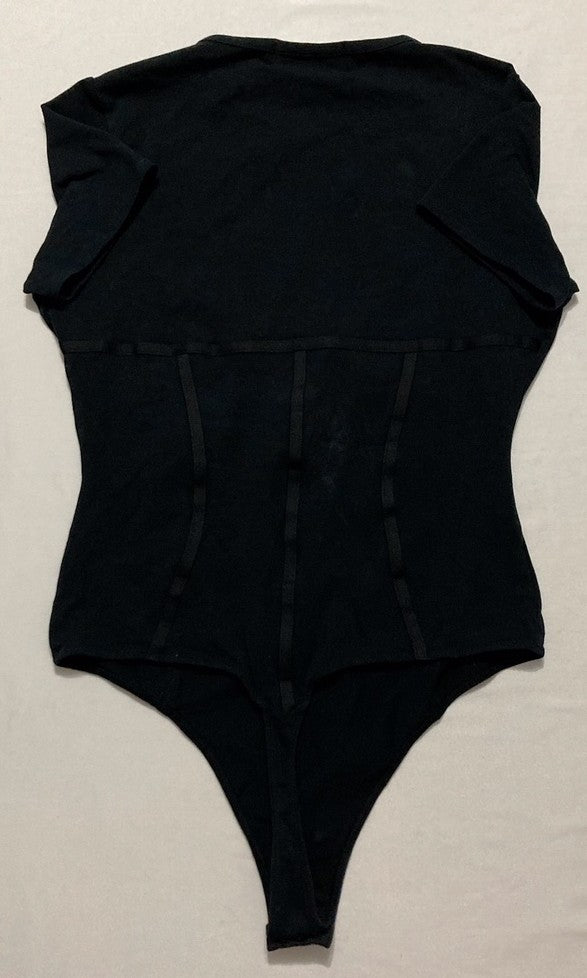 FLEUR DU MAL Cotton T Shirt Thong Bodysuit BLACK L