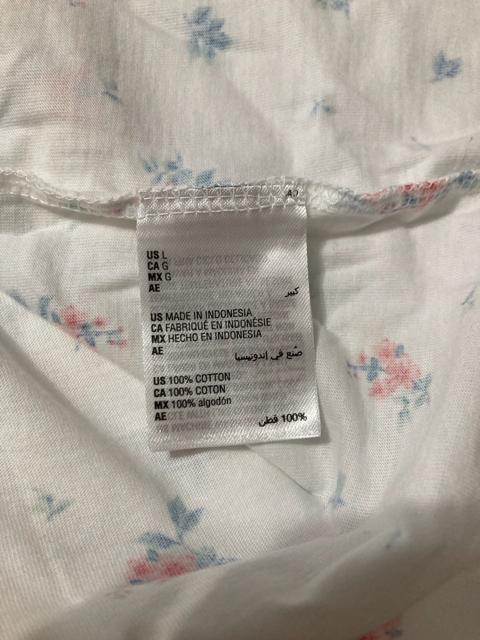 CHARTER CLUB Cotton Printed Henley Sleepshirt WHITE L