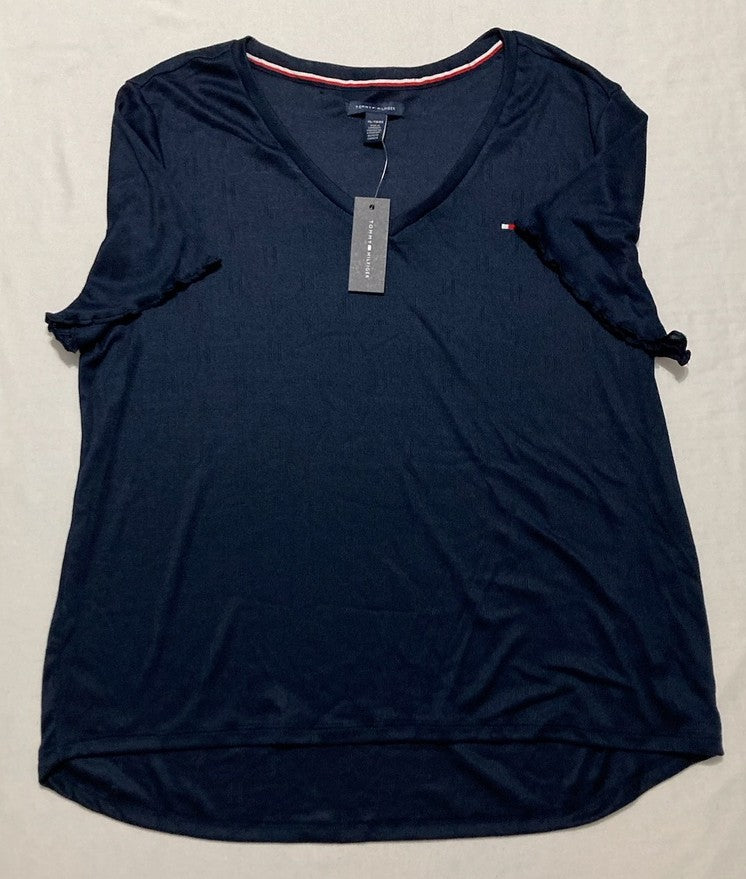 TOMMY HILFIGER Short Sleeve Polyester Pajama Set NAVY XL