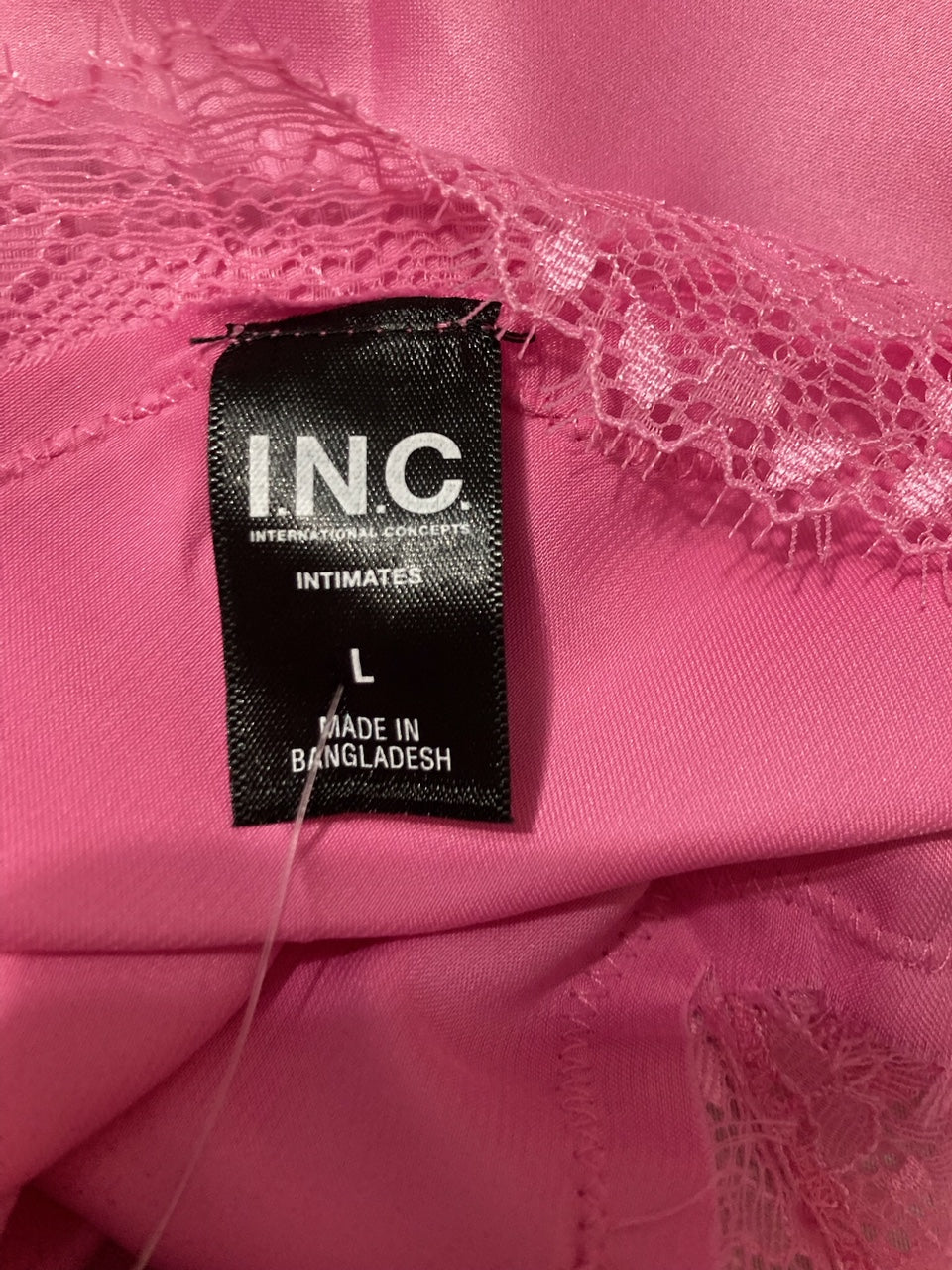 INC Lace Trim Slip Dress Nightgown PINK L