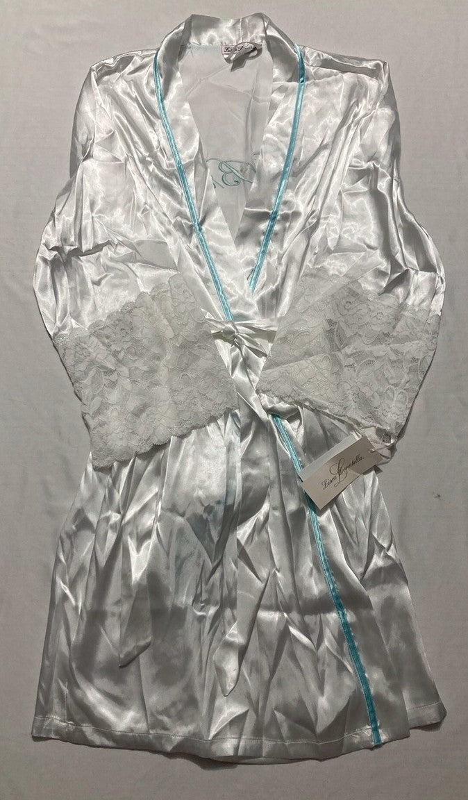 Linea Donatella The Bride Short Satin Wrap, Ivory/Blue, L/XL