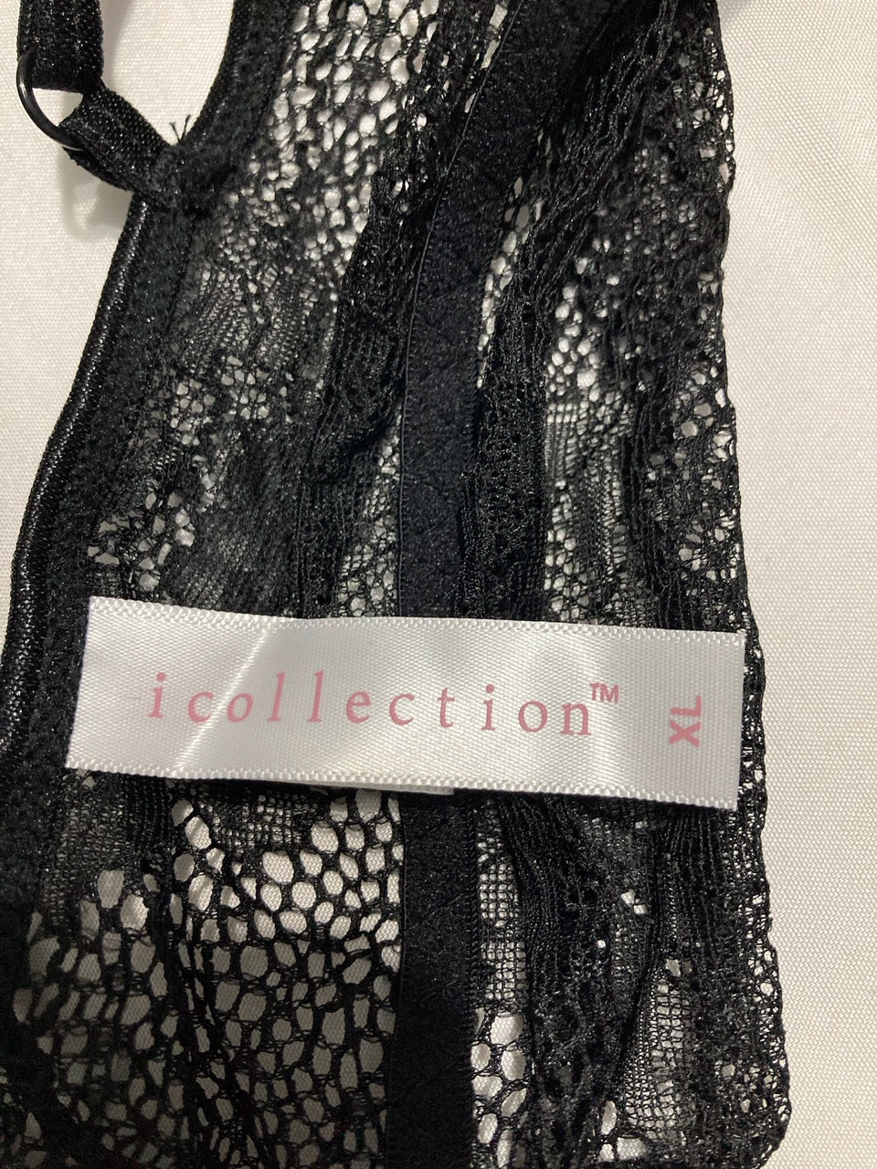ICOLLECTION Everly Dot Mesh & Lace Lingerie Set BLACK XL