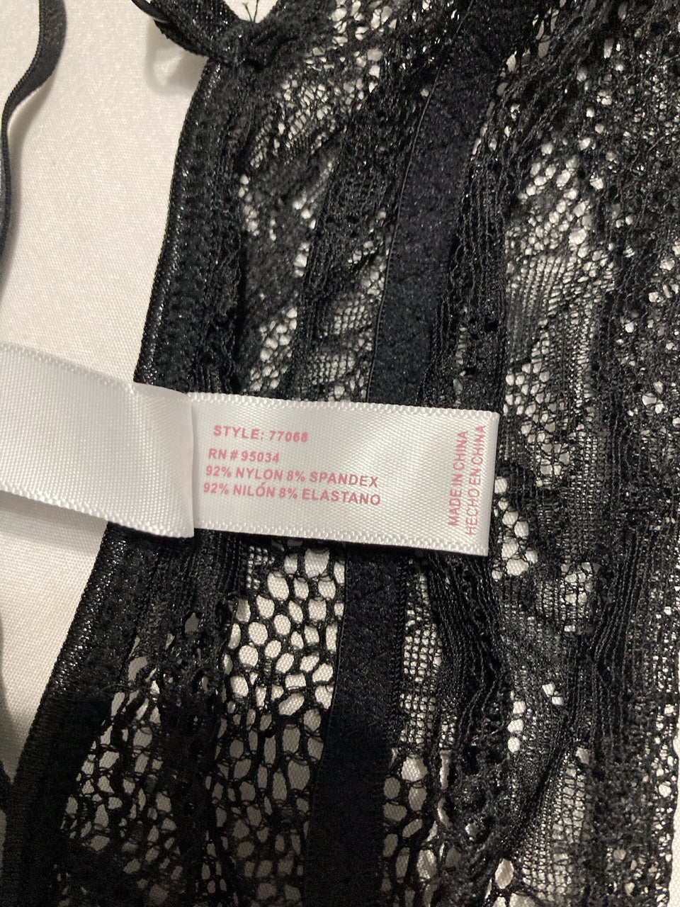 ICOLLECTION Everly Dot Mesh & Lace Lingerie Set BLACK XL