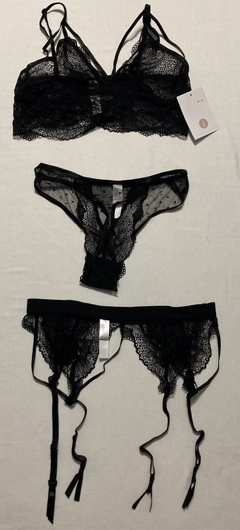 ICOLLECTION Everly Gallon Lace Strip Bra BLACK S