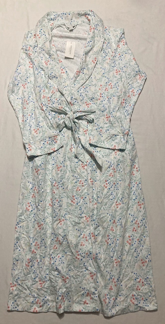 CHARTER CLUB Cotton Printed Robe LEAFY FLOR XS
