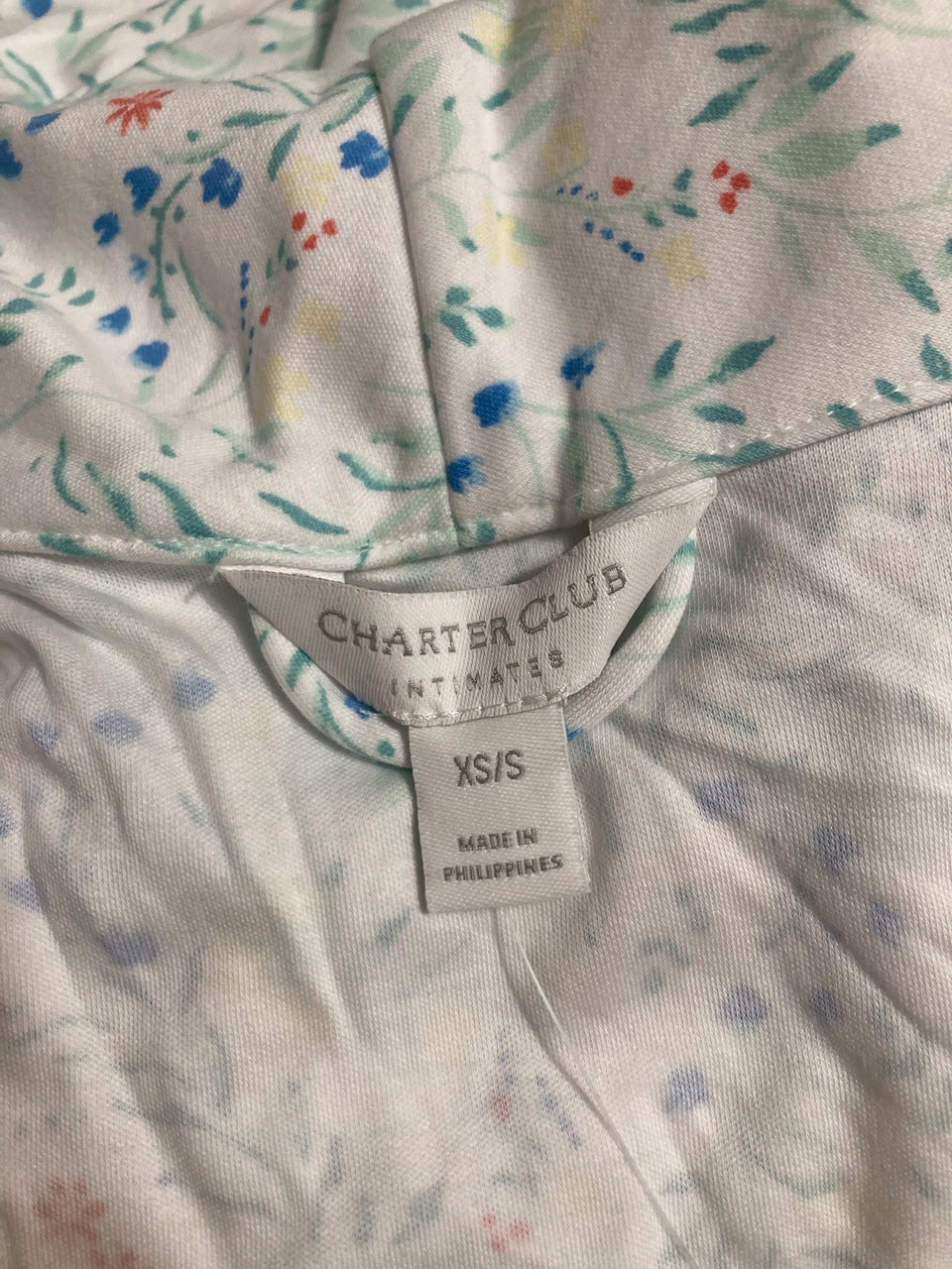 CHARTER CLUB Cotton Printed Robe LEAFY FLOR XS
