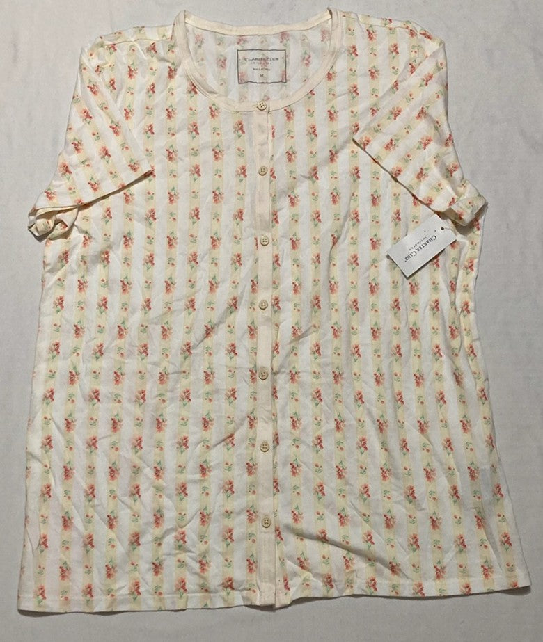 CHARTER CLUB 2-Pc. Cotton Printed Cropped Pajamas Set YELLOW M