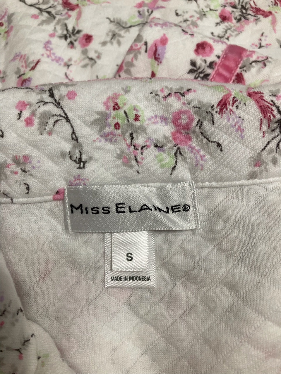 MISS ELAINE Long Sleeve Printed Zip Robe PINK FLOR S