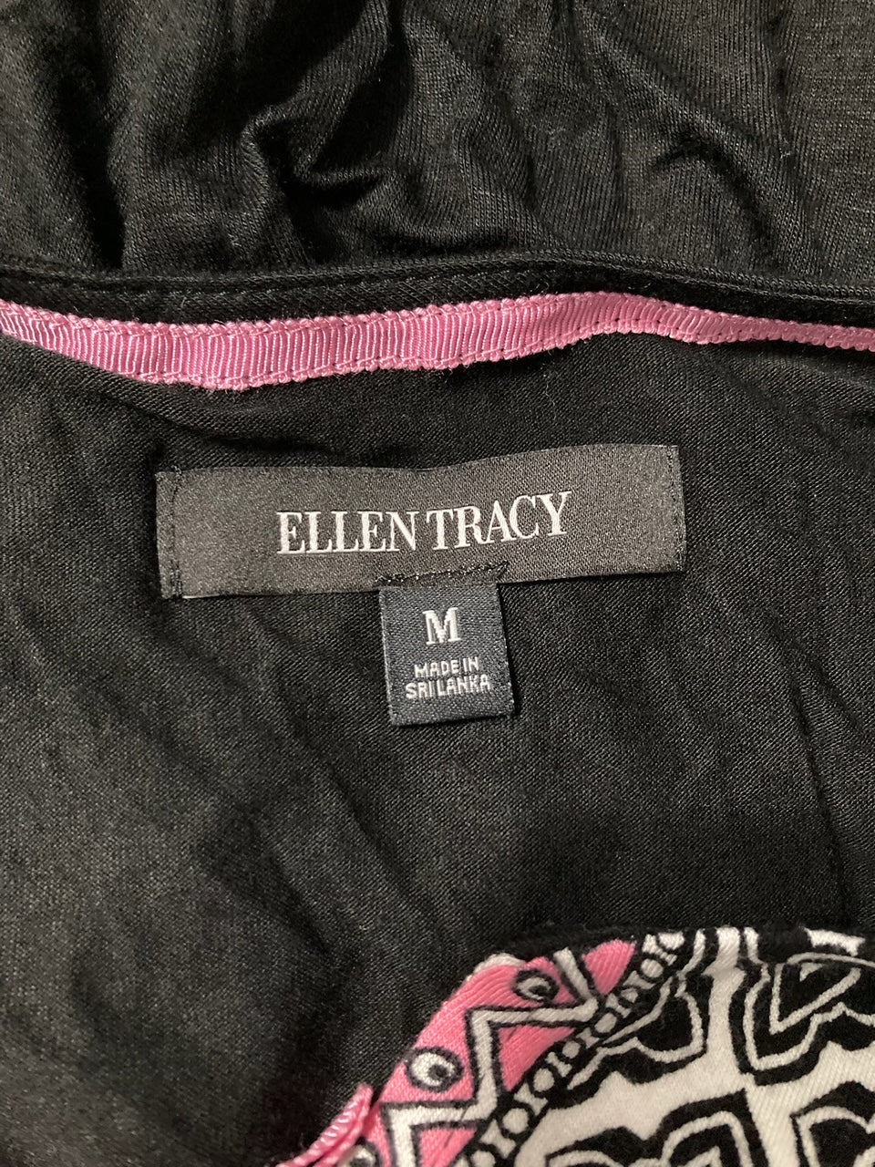 ELLEN TRACY Robe - Soft Stretch Jersey 3/4 Sleeve Zip Front Lounge Robe BLACK M