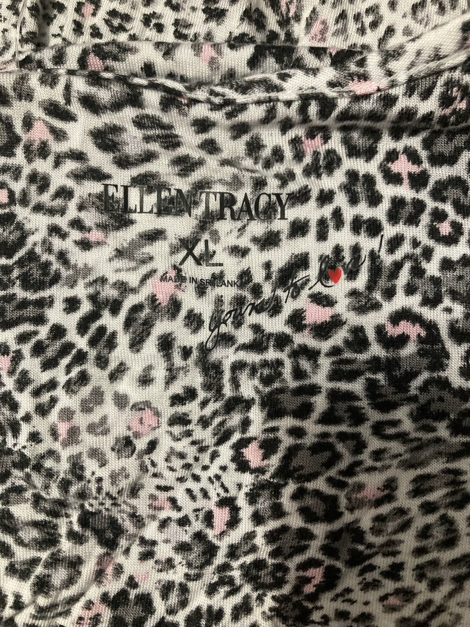 ELLEN TRACY Leopard Print Nightgown WHITE ANIMAL XL