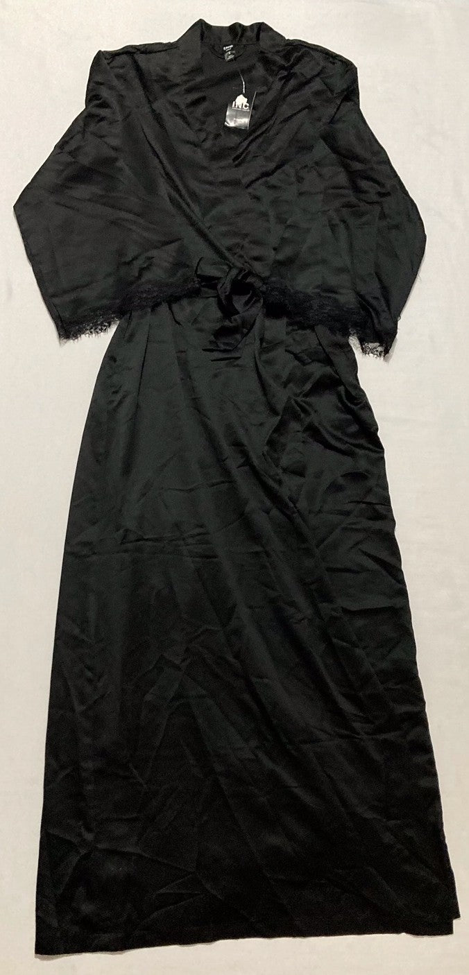 I.N.C Lace-Trim Knit Robe BLACK S