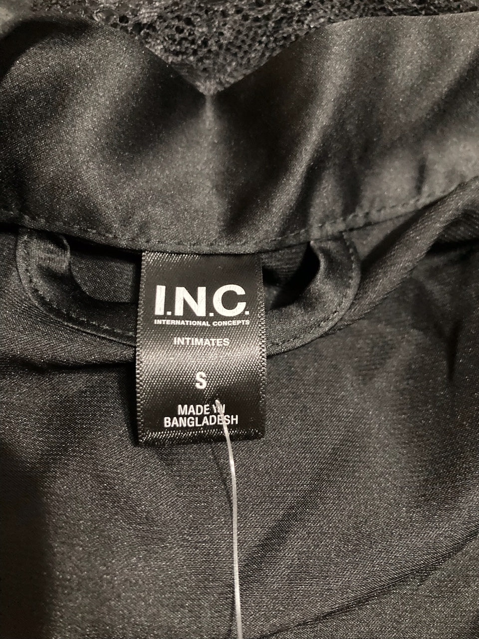 I.N.C Lace-Trim Knit Robe BLACK S