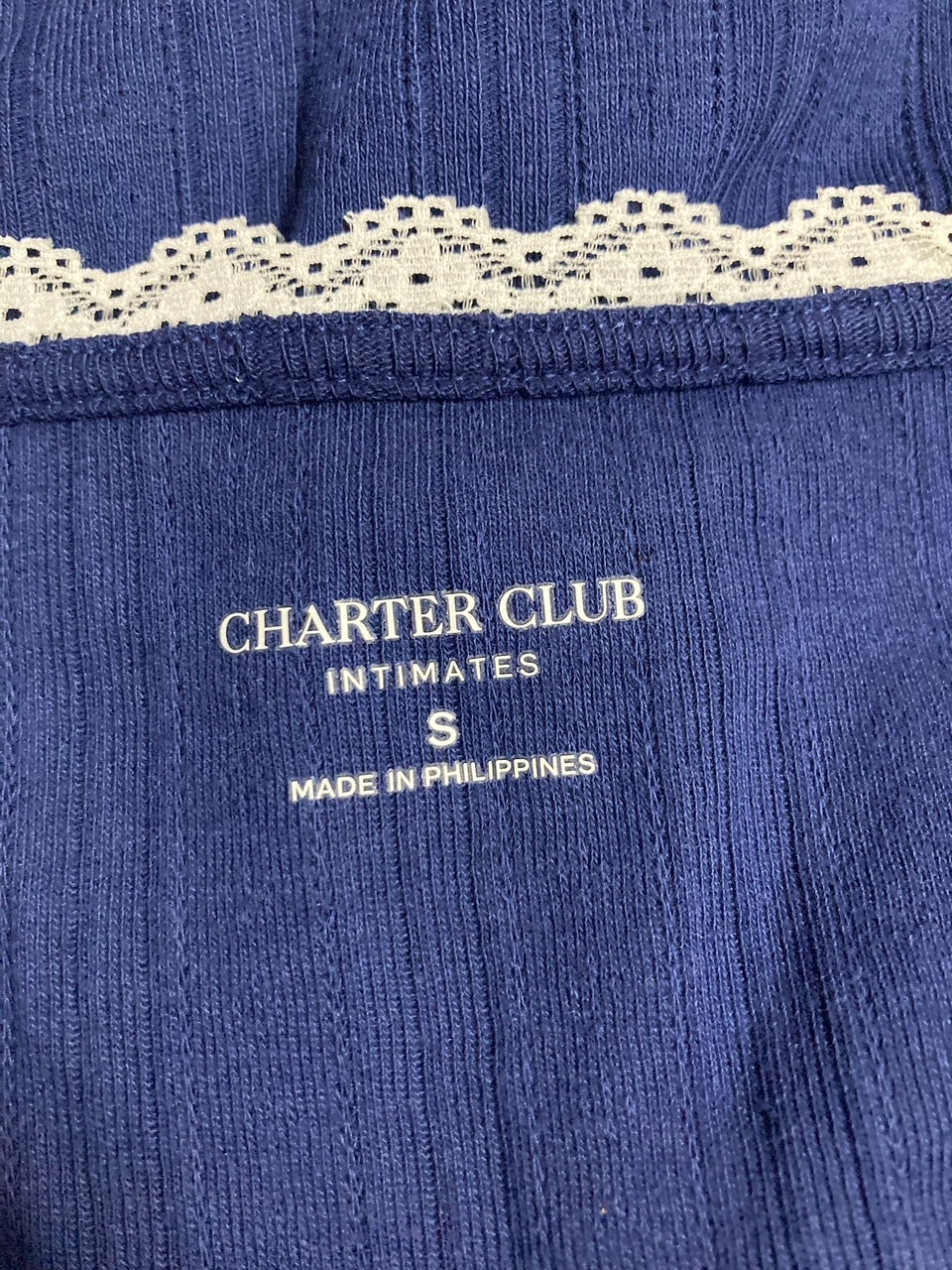 CHARTER CLUB Short-Sleeve Pointelle Knit Pajama Set MEDIEVAL BLUE S