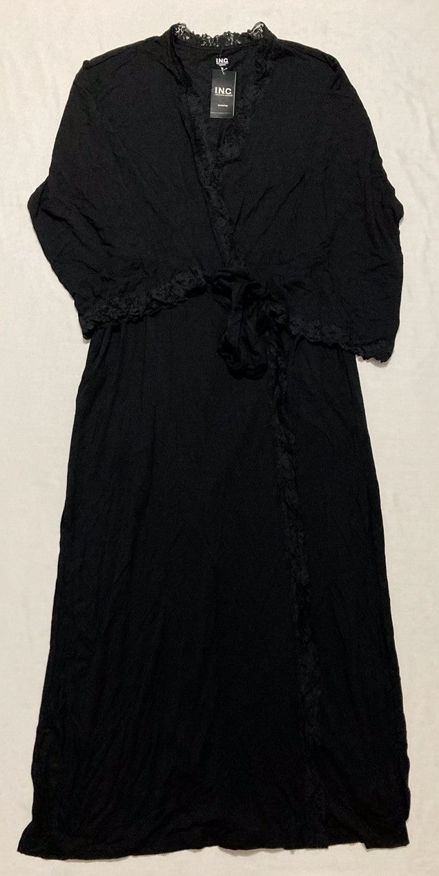 I.N.C Lace-Trim Robe BLACK S