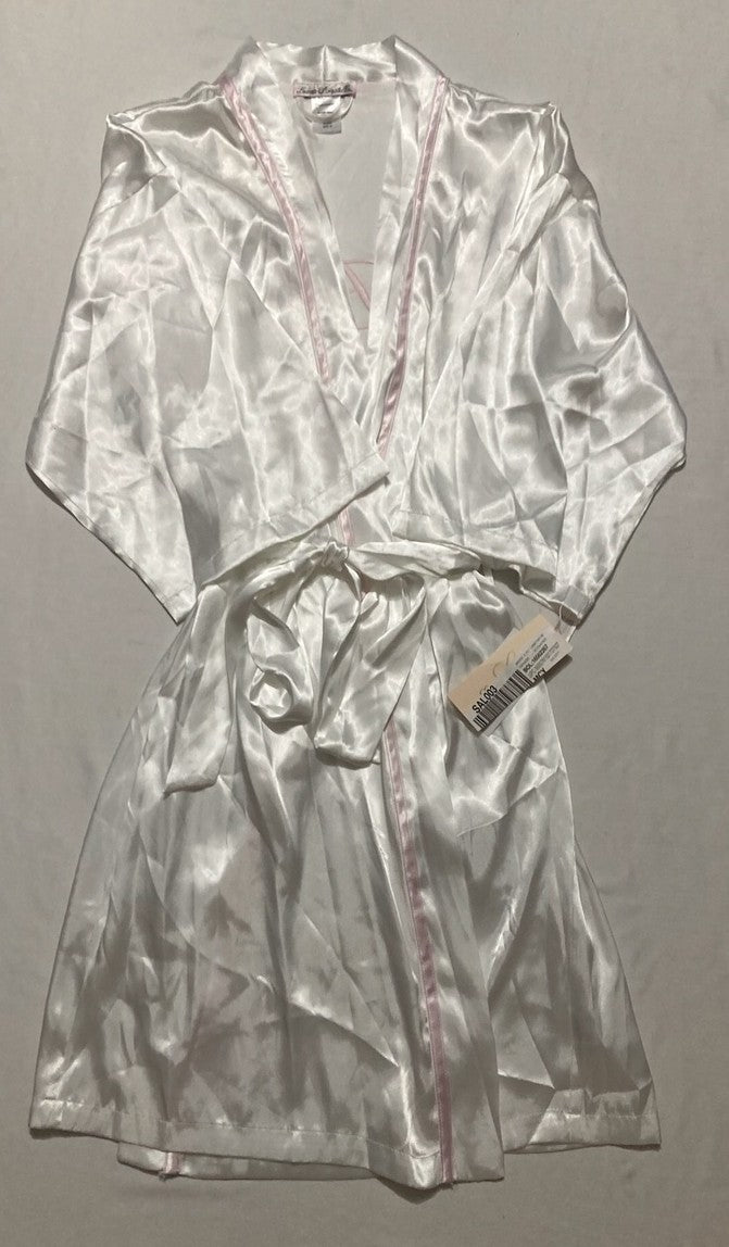 LINEA DONATELLA Bride Satin Wrap Robe, Cami & Tap Shorts Set WHITE M