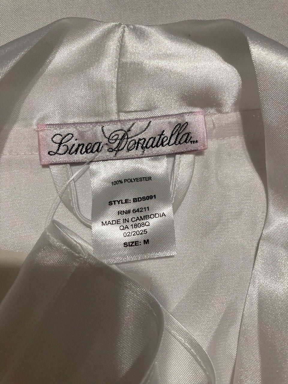 LINEA DONATELLA Bride Satin Wrap Robe, Cami & Tap Shorts Set WHITE M
