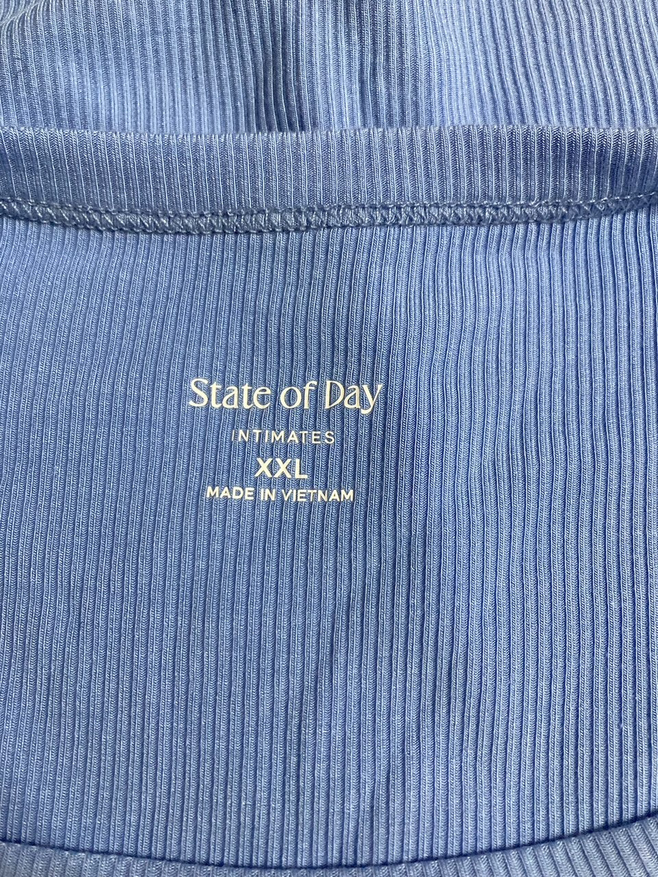STATE OF DAY Ribbed High-Neck Sleep Top BLUE XXL
