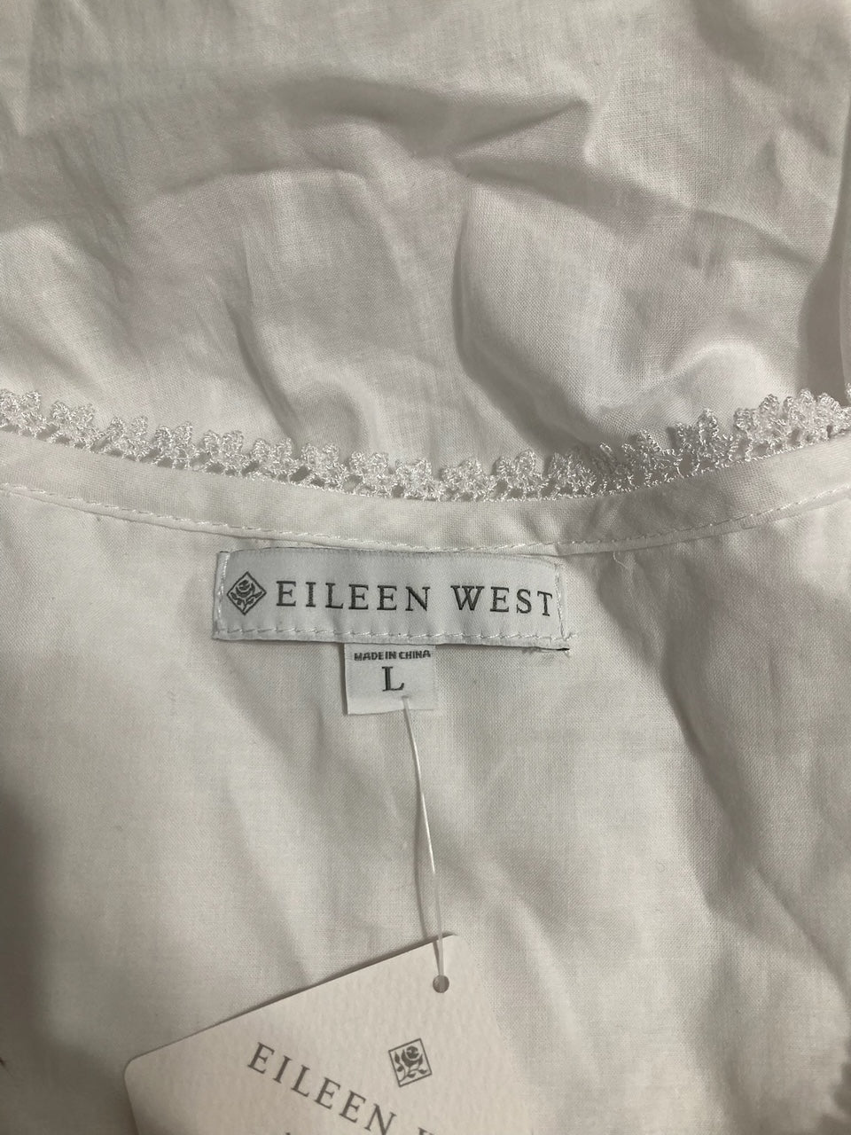 EILEEN WEST Cotton Lightweight Sleeveless Nightgown WHITE L