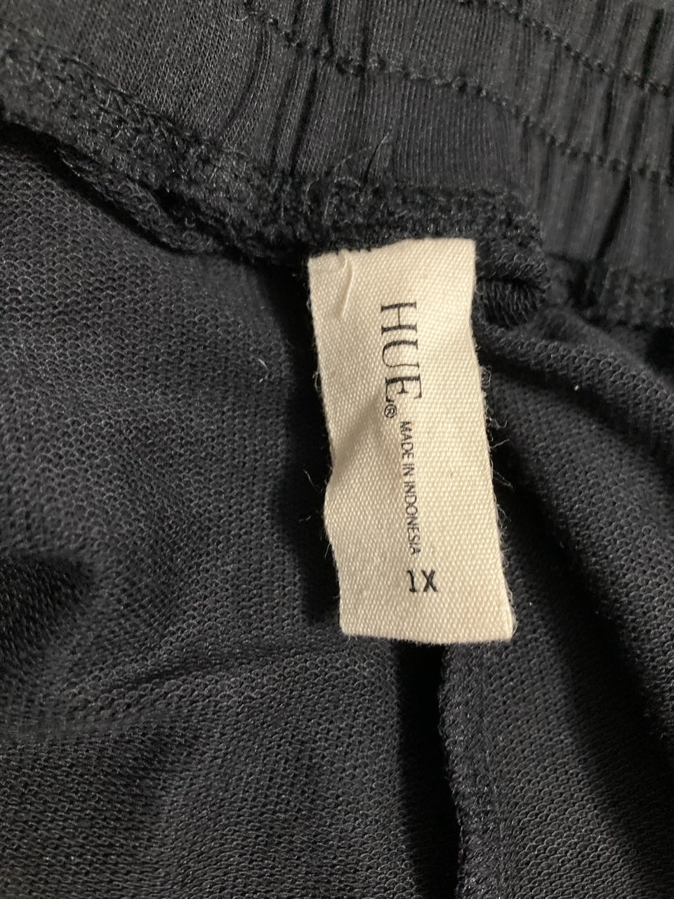HUE Solid French Terry Long Sleeve Lounge Tee BLACK 1X