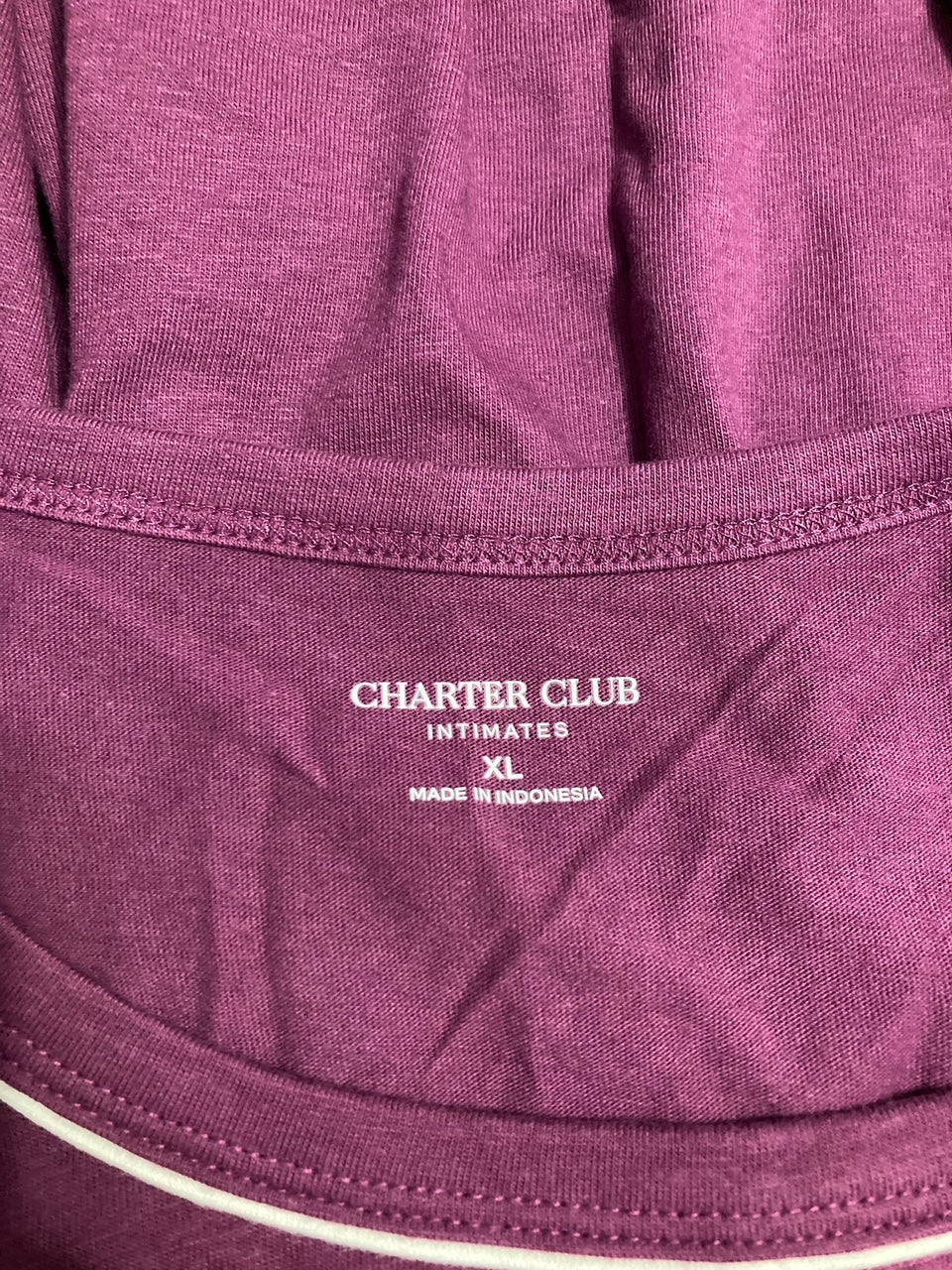 CHARTER CLUB Long-Sleeve Jersey Pajama Set FEATHERS PLUM XL