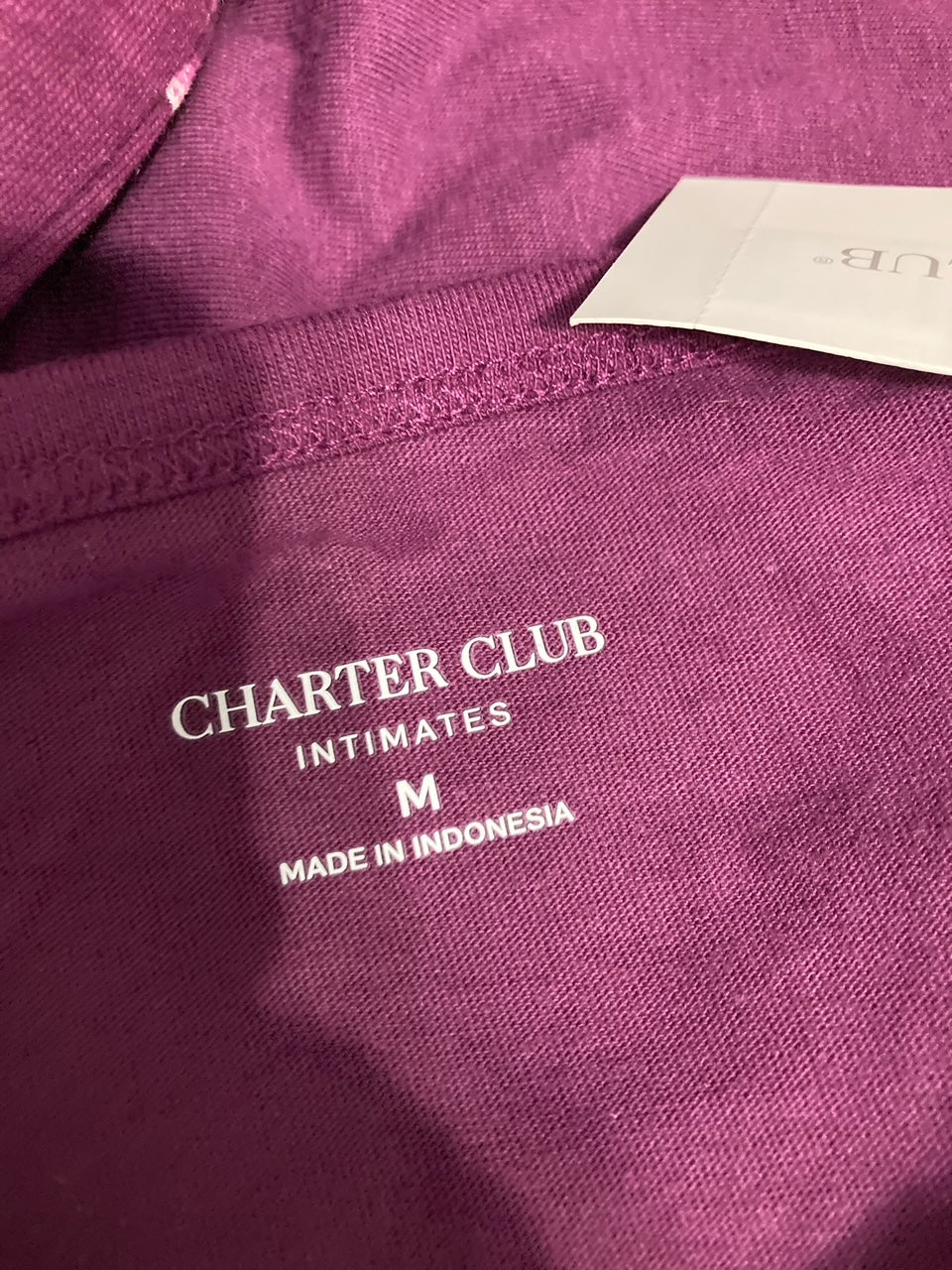 CHARTER CLUB Long-Sleeve Jersey Pajama Set FEATHERS PLUM M