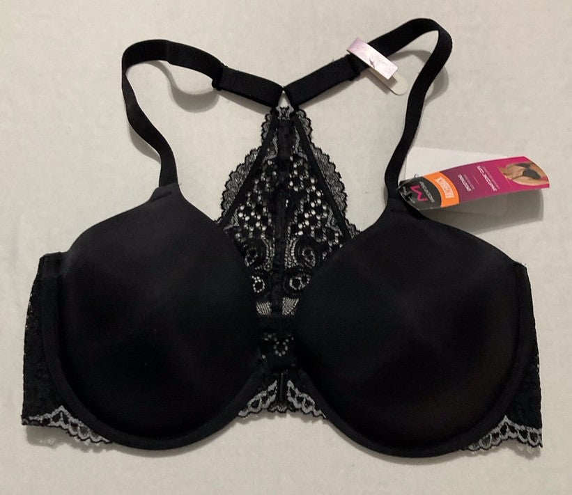 NWD MAIDENFORM Racerback Bra Shaping Support One Fab Fit Underwire BLACK 36D