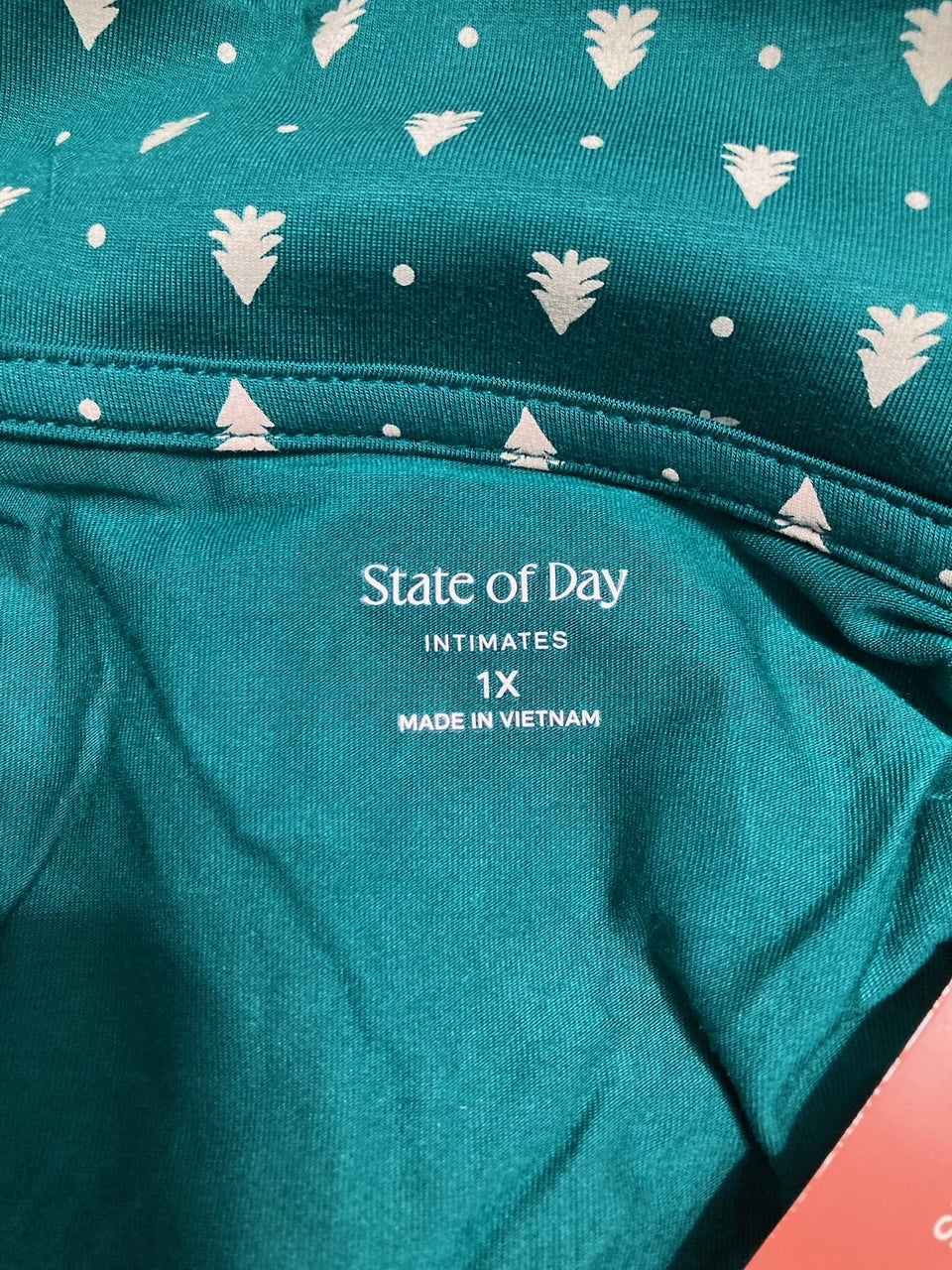 STATE OF DAY Packaged Notched-collar Pajama Set GEO TREES 1X