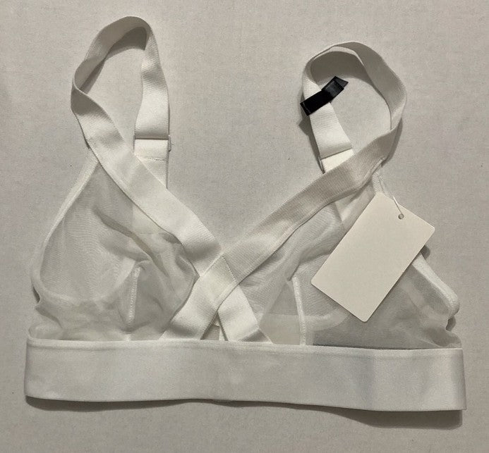 NWD DKNY Sheers Wirefree Softcup Bralette Bra WHITE S