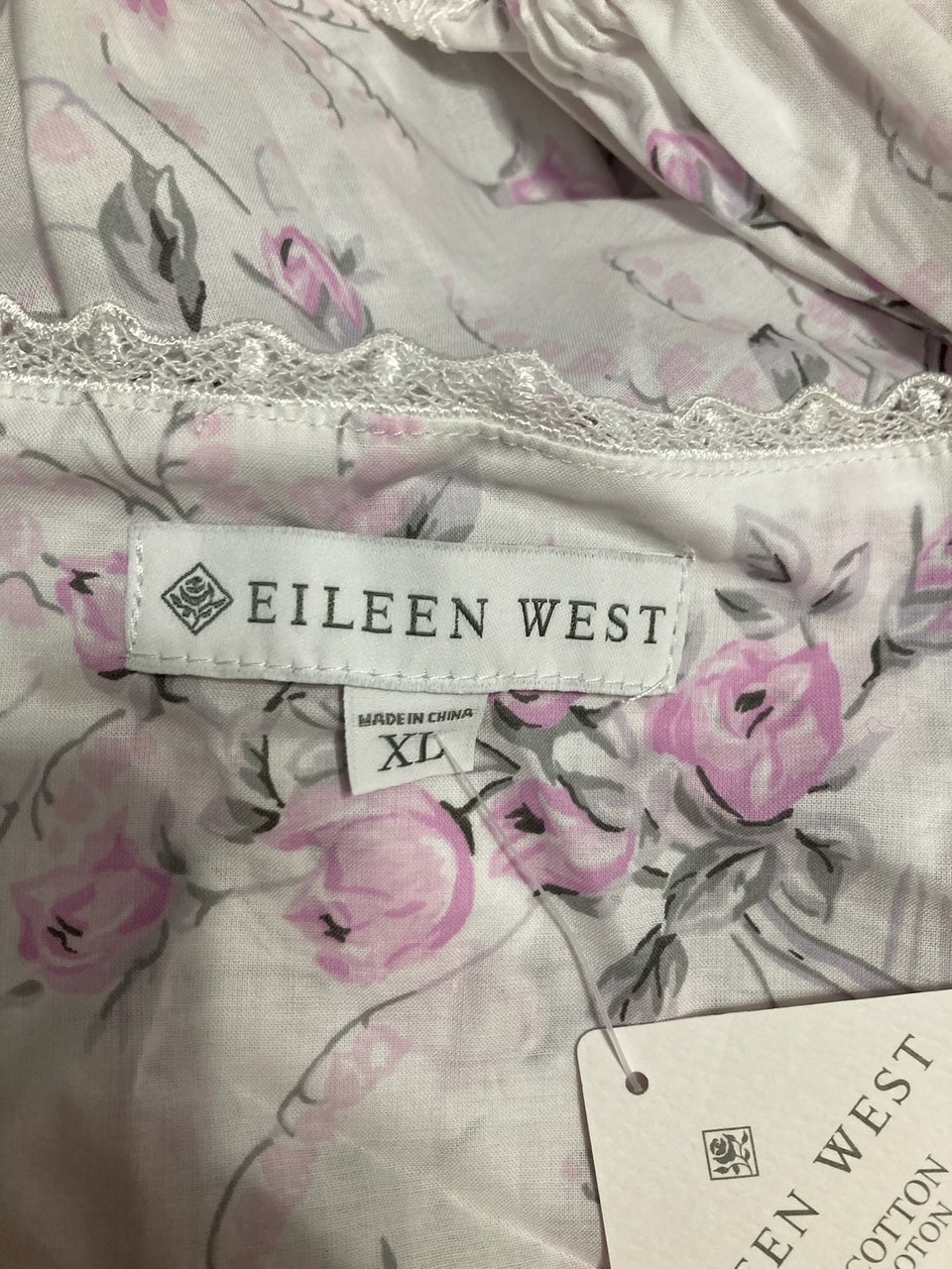 EILEEN WEST Cotton Woven Long Sleeve Ballet Nightgown WHITE XL