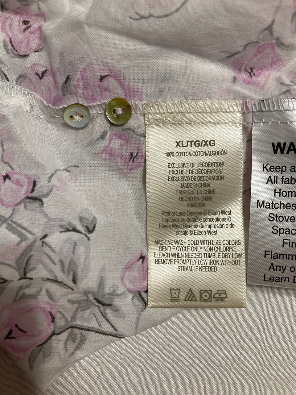 EILEEN WEST Cotton Woven Long Sleeve Ballet Nightgown WHITE XL