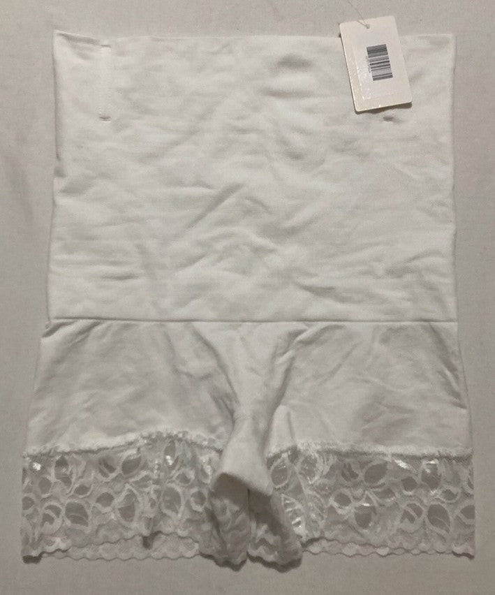 NWD UNBRANDED High-Waist Lace Trim Shapewear Shorts WHITE L