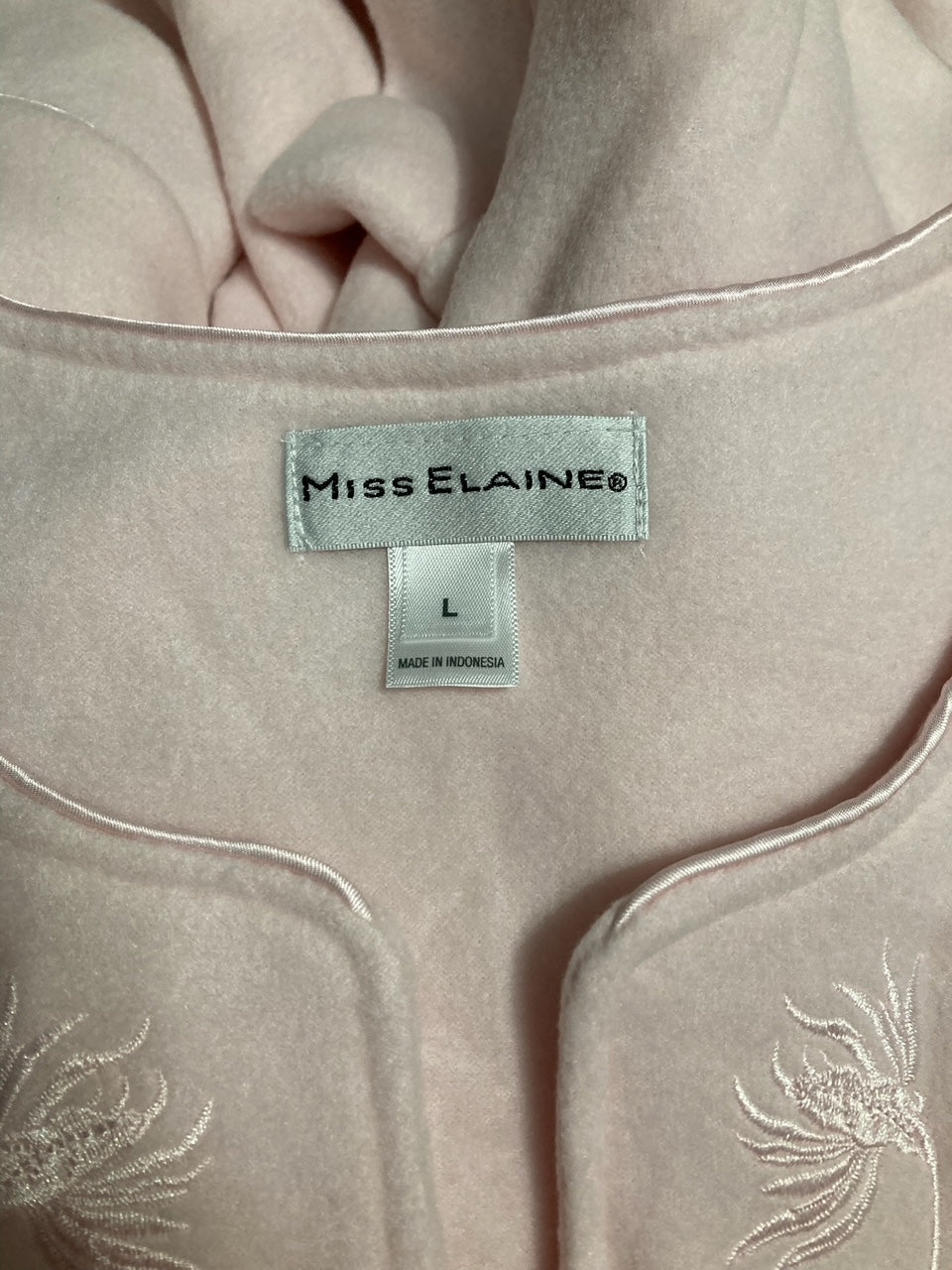 MISS ELAINE Long Robe with Pockets and Zipper PINK L
