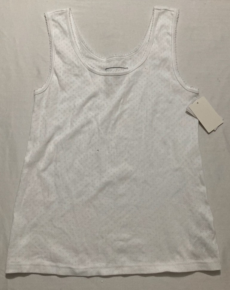 NWD CHARTER CLUB Cotton Pointelle Tank Top WHITE L