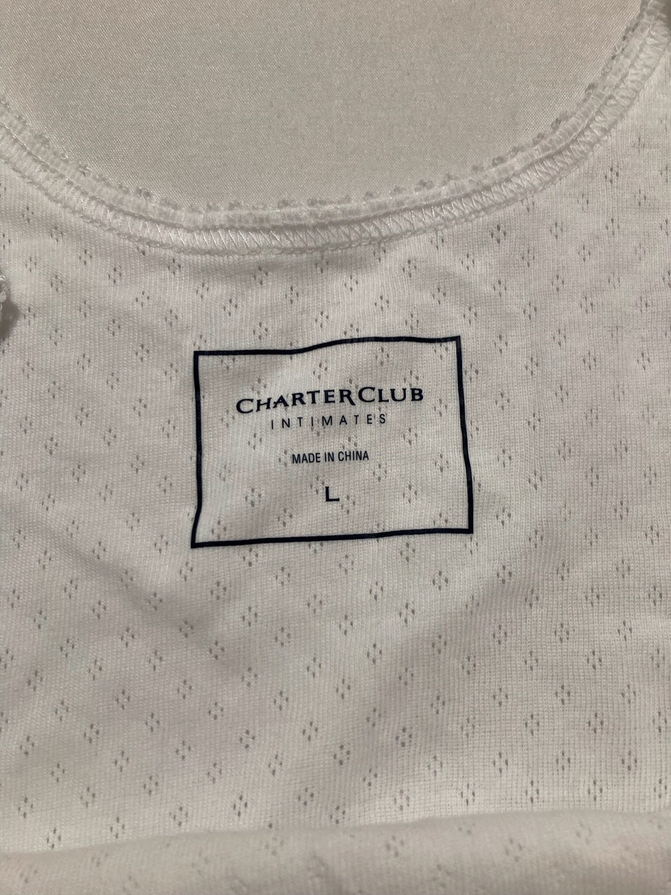 NWD CHARTER CLUB Cotton Pointelle Tank Top WHITE L