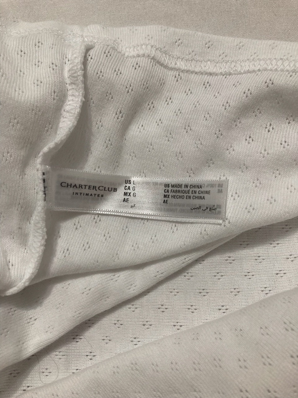 NWD CHARTER CLUB Cotton Pointelle Tank Top WHITE L