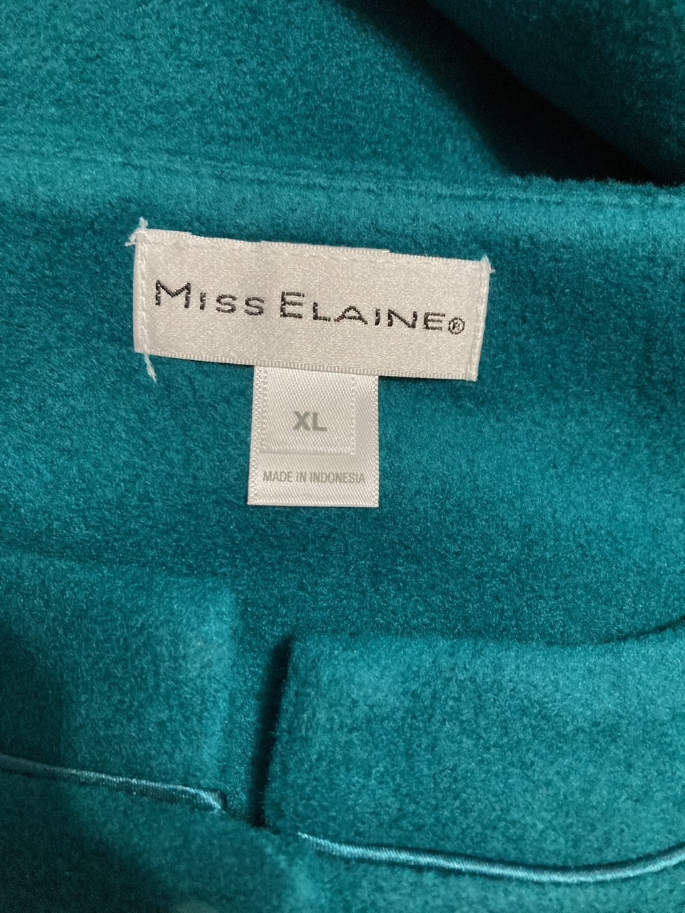 MISS ELAINE Short Fleece Robe with Pockets EMERALD XL