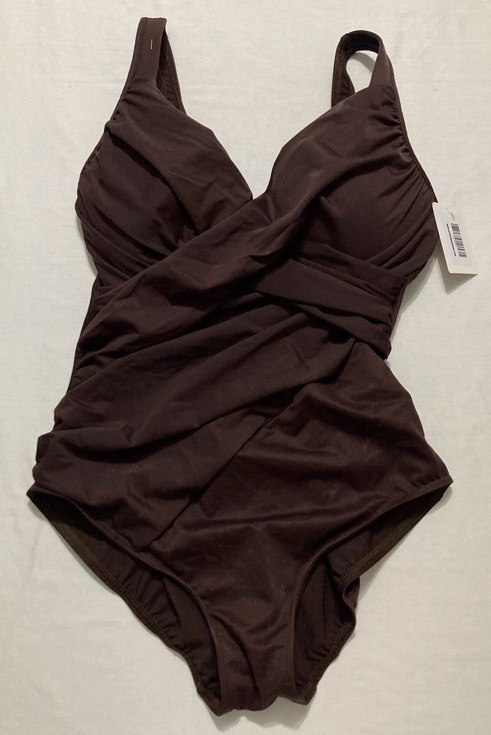 NWD MIRACLESUIT Swimwear Revele Tummy Control Underwire Bra One Piece BROWN 16