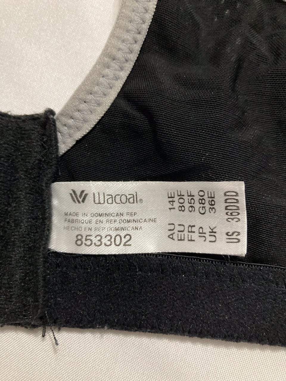 NWD WACOAL Sport Contour Convertible BLACK 36DDD
