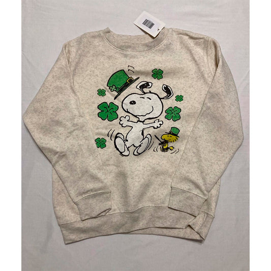 L.A.T Aparrel Peanuts Lucky Snoopy Graphic Long Sleeve Fleece GRAY YOUTH M