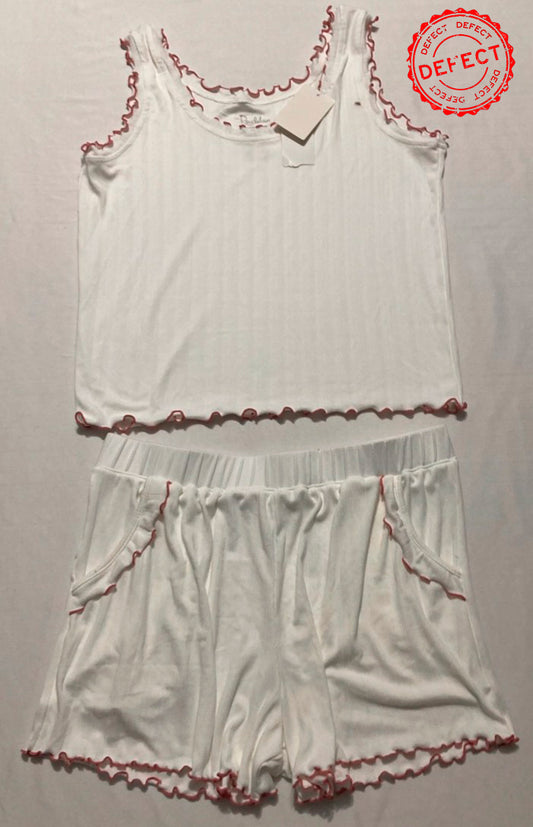 NWD ROUDELAIN Tank Top & Shorts Pajama Set WHITE S