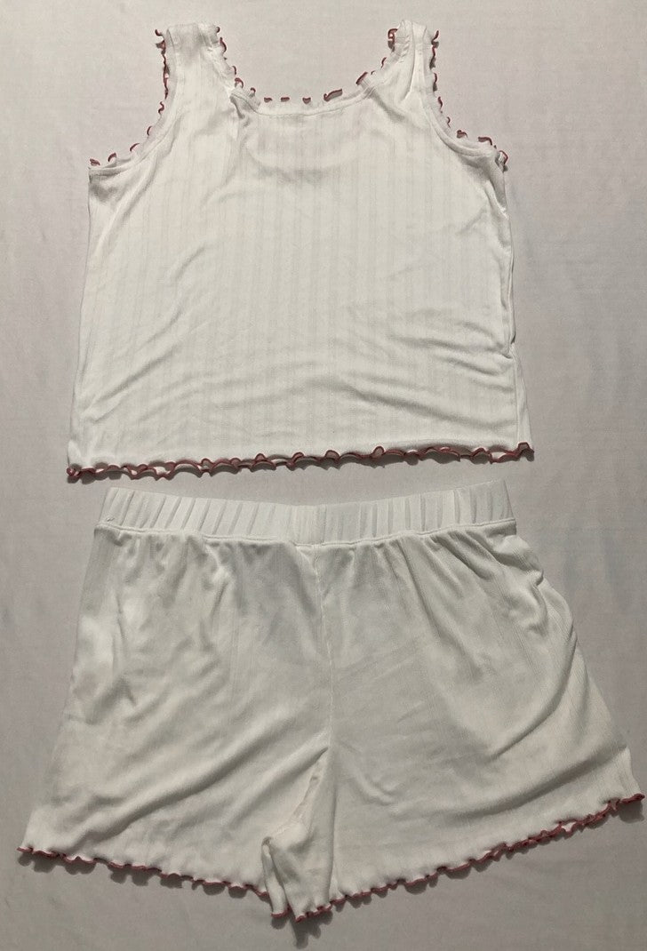 NWD ROUDELAIN Tank Top & Shorts Pajama Set WHITE S