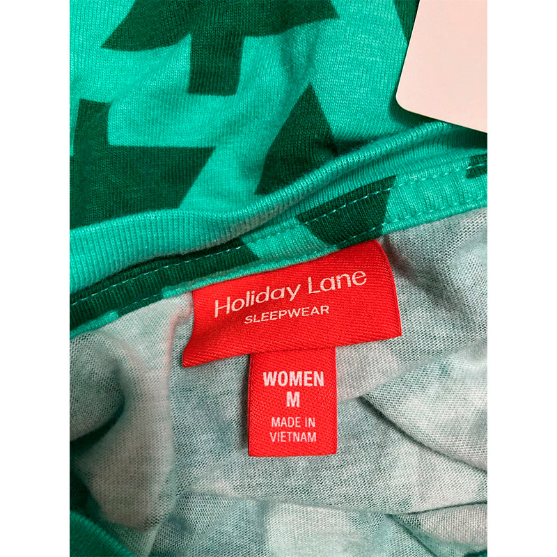 HOLIDAY LANE women's tree stamp sleepwear set pajama GREEN M