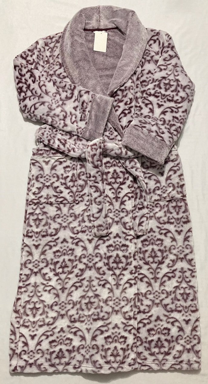 CHARTER CLUB Long Embossed Plush Robe WHITE XS/S