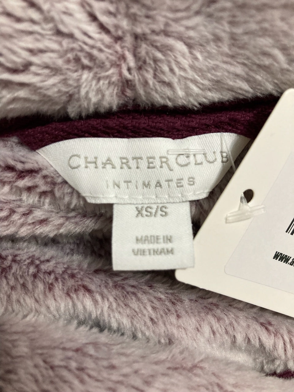 CHARTER CLUB Long Embossed Plush Robe WHITE XS/S