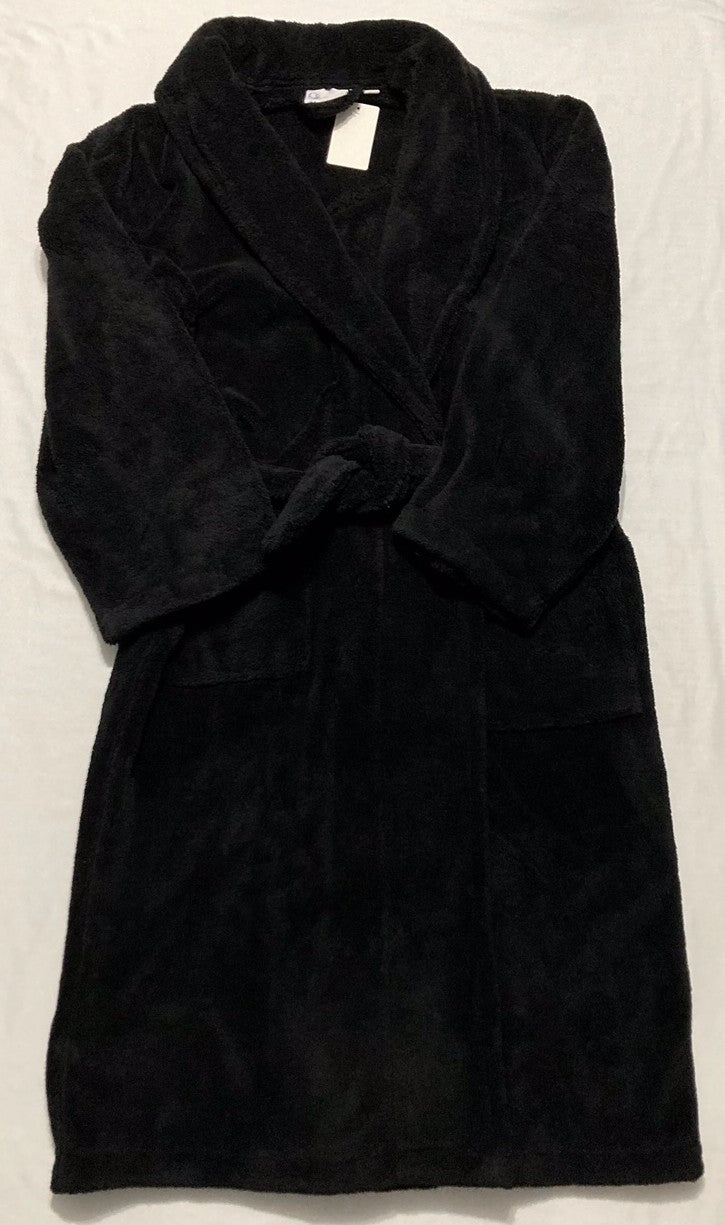 COTTON PARADISE Warm Polar Lining Unisex Bathrobes BLACK L/XL