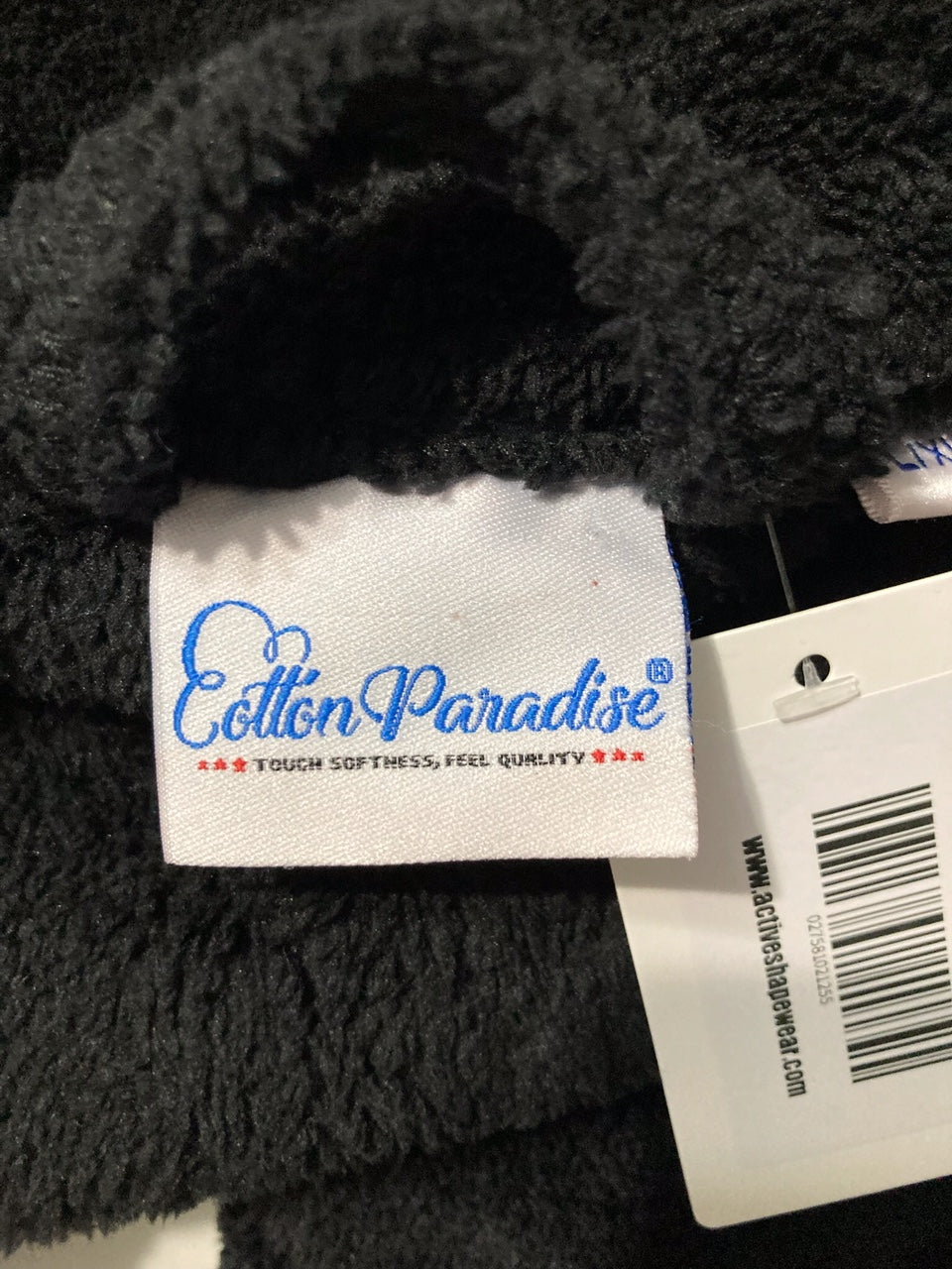 COTTON PARADISE Warm Polar Lining Unisex Bathrobes BLACK L/XL