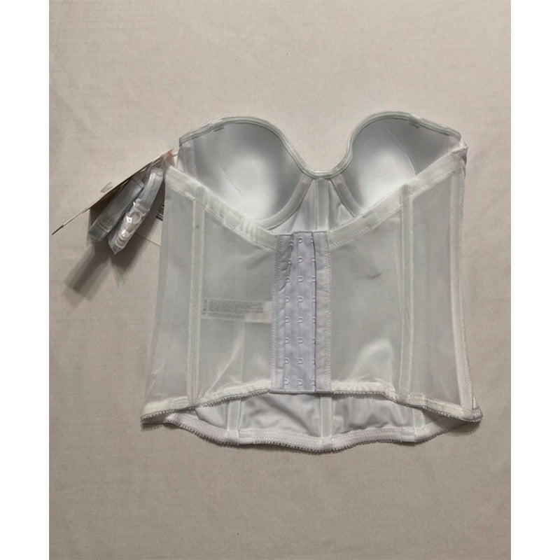 NWD DOMINIQUE Women’s Longline Strapless Bra Underwire, Convertible WHITE 32A