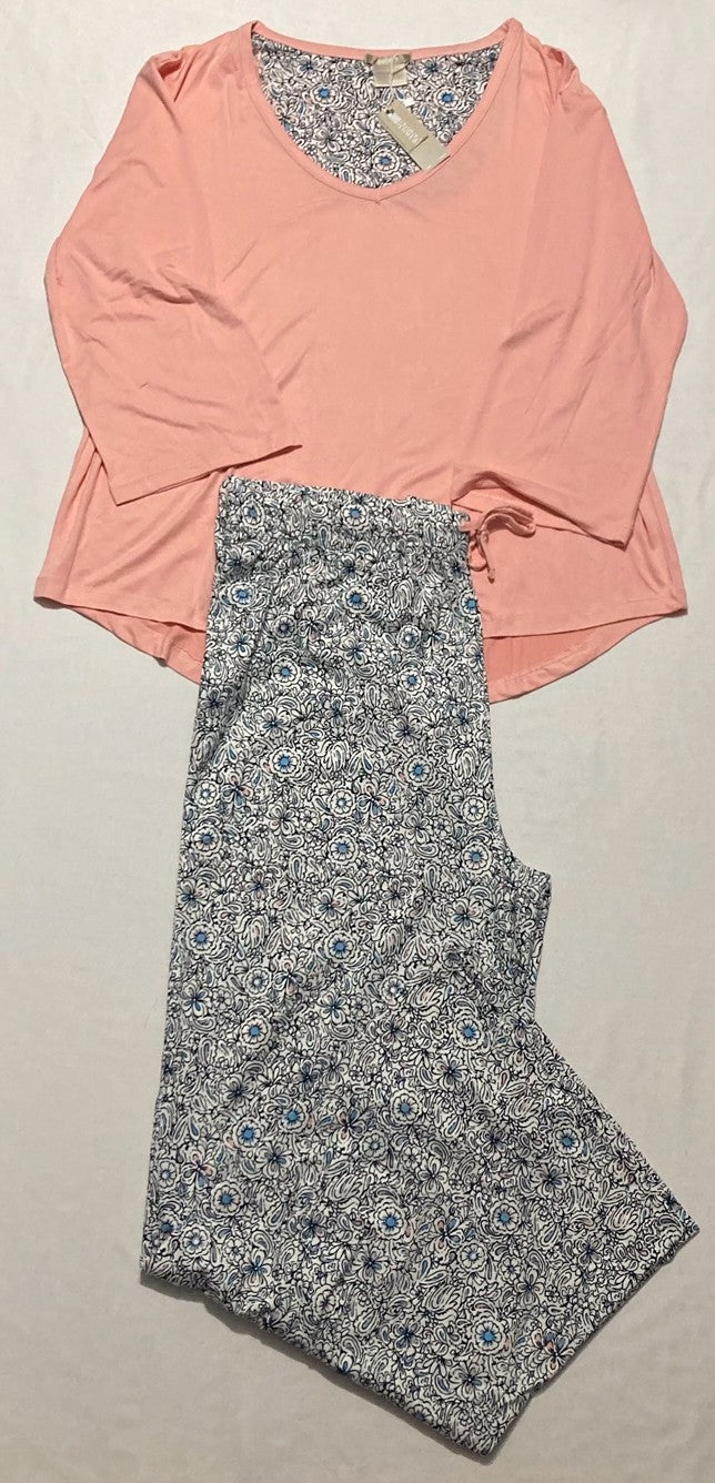 INK+IVY Drop Sleeve Top with Wide Leg Lounge Pant Set, 2 Piece PINK XL